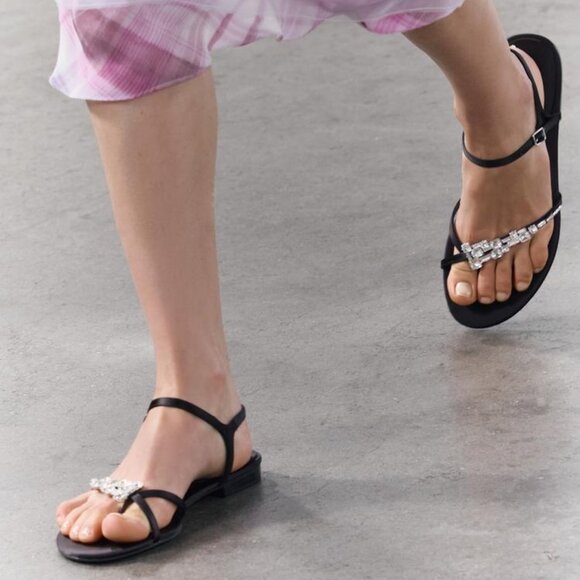 Zara Shoes - ZARA EMBELLISHED FLAT SANDALS SIZE 8